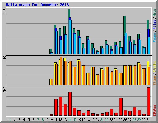 Daily usage for December 2013